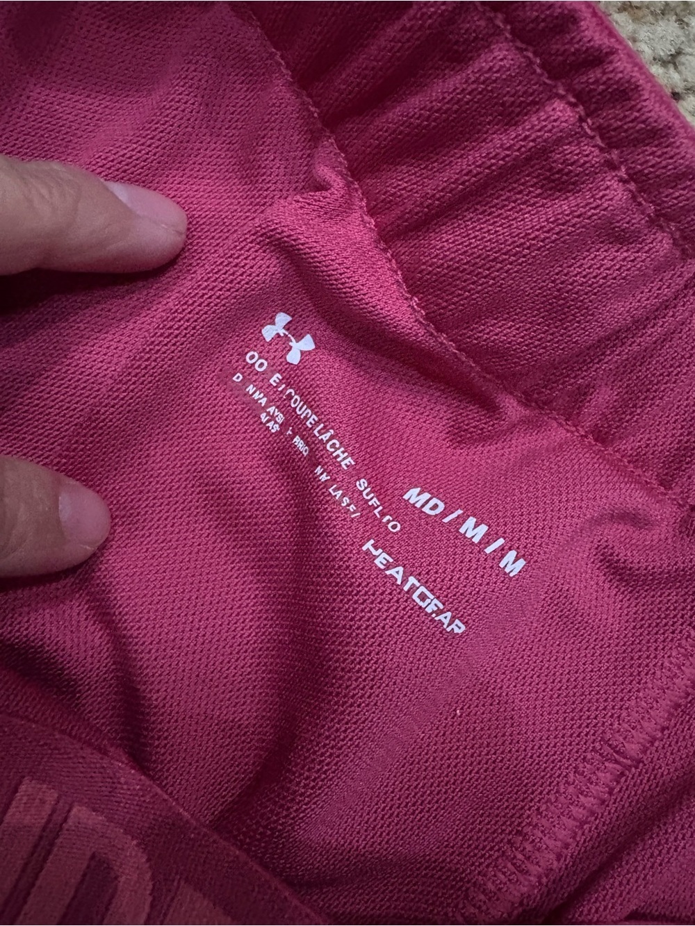 Under Armour Women’s Bright Pink Athletic Shorts with Patterned Side Panels - Picture 2 of 4